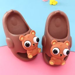 Oh! Pair Slip On Clogs with Bear Applique - Coffee-picture-20