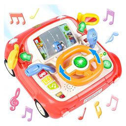 Happy Hues Light & Musical Steering Wheel Simulation Driving Car Toy Toy for Toddlers Fine Motor Skills Toy- Pink-10
