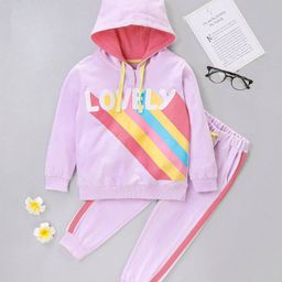 Ollington St. 100% Cotton Knit Full Sleeves Text Printed Hooded Winter Wear Suit With Joggers - Lavender-picture-34
