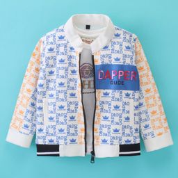 Dapper Dudes Full Sleeves Brand Name Printed Jacket With Fashion Text Sequin Embellished Tee - White-image-45