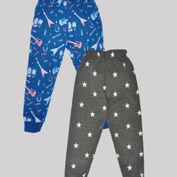 Kiwi Pack of 2 Cotton Stars & Musical Instruments Printed Lounge Pants - Blue & Grey-image-41