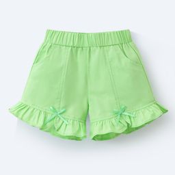 Mark & Mia Cotton Shorts with Frill & Bow Detailing- Light Green-image-15
