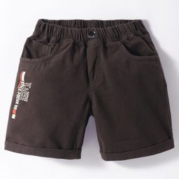 Olio Kids Cotton Knit Above Knee Length Shorts With Text Print - Olive Green-image-65