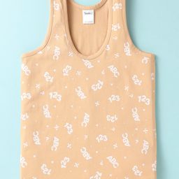 Taeko Single Jersey Knit Sleeveless Vest With Text Print - Tan-image-55