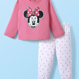 Babyhug Disney Single Jersey Knit Full Sleeves Night Suit with Minnie Mouse Graphic - Pink-picture-22