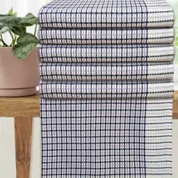 Athom Living Premium Lavender & White 6 Pieces Printed Cotton 210 GSM Bath Towels-11
