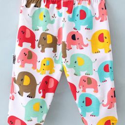 Child World Interlock Full Length Bootie Legging With Elephant Print - White & Blue image 2