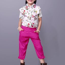 Aarya Designer Girls Printed Short Sleeves Shirt With Capris-image-49