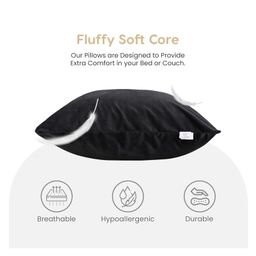 myarmor MY ARMOR Micro Fibre 18 x 18 inch Square Pillow Pack of 5 - Black image 3