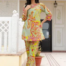 FERANOID Printed Pure Cotton Tunic With Trousers Co-Ords-image-13