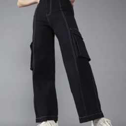DOLCE CRUDO Black Plain Jeans-image-67