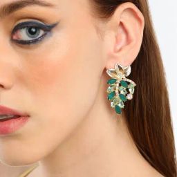 Sohi Gold Plated Party Designer Stone Drop Earrings image 3