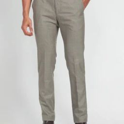 Arrow Brown Slim Fit Checks Trousers-image-56