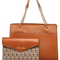 Anne Klein Brown Solid Shoulder Handbag with Pouch-43
