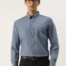 English Navy Slate Grey Slim Fit Shirt-image-52