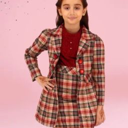 Cutecumber Girls Maroon Dress With Shrug-image-62