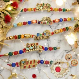 MEIRA JEWELLERY Set Of 5 Rakhi Greeting Card & Roli Chawal-image-9