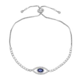 Peora Silver Plated Cubic Zirconia Studded Evil Eye Adjustable Bracelet-image-55