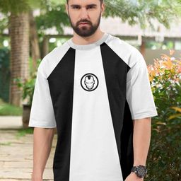 Metronaut Men Iron Man Colourblocked Drop-Shoulder Sleeves Applique T-shirt-image-12
