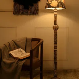 green girgit Black & Brown Printed Wooden Floor Lamp-15