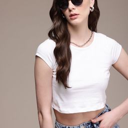 The Roadster Life Co. Cap Sleeves Pure Cotton Slim Fit T-shirt-image-52