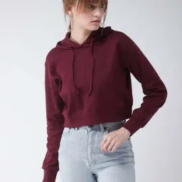 Miss Chase Maroon Cotton Hoodie-image-37