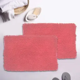BIANCA Super-Soft Shaggy Floor Rug With Non-Slip Back -2pc Large (yakuza) solid-coral-12