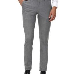 Van Heusen Grey Solid Flat Front Trousers-image-12