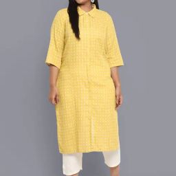 Aurelia Yellow Printed Regular Fit Kurta-image-16