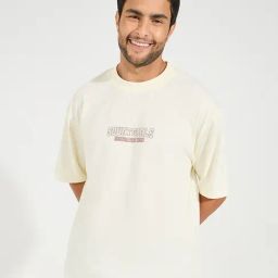 Styli Cream Oversized Printed T-Shirt-image-39