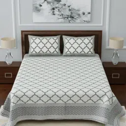Living Roots Multicolor Jaipuri Printed Cotton Bed Sheet with 2 Pillow Cover-image-71