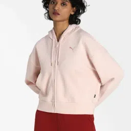 Puma Peach Full Sleeves Hooded Sweatshirt-image-18