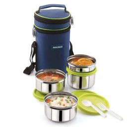 Magnus Blue & Silver Stainless Steel Lunch Box Set with Bag-42