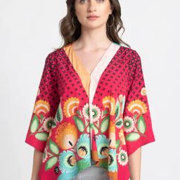 SHAYE Red Floral Print Top-image-74