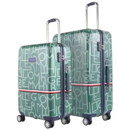 Tommy Hilfiger Twister Green Printed Hard Trolley Bag Pack of 2 - 51.5 cm-55