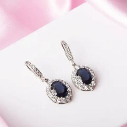 Zavya 925 Sterling Silver Sapphire Cascade Rhodium Drop Earrings For Women-image-39