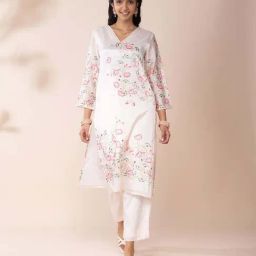 Daali Cream Regular Fit Floral Print Kurta-17