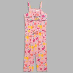 Elle Kids Pink Cotton Printed Jumpsuit-6