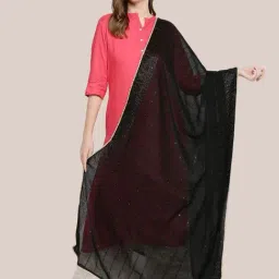 Dupatta Bazaar Black Self Pattern Dupatta-image-63