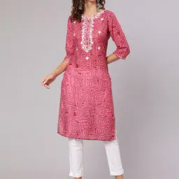 Jaipur Kurti Red Printed Straight Kurta-image-42