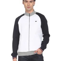 Arrow Sport White And Navy Cotton Regular Fit Printed SweatShirt-image-11