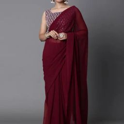 Saree Mall Maroon Saree With Blouse-picture-33
