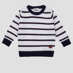 Gini & Jony Kids Black & White Cotton Striped Full Sleeves Sweater-picture-30