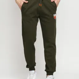 UnderJeans by Spykar Olive Green Cotton Regular Fit Joggers-image-57