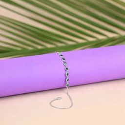 Touch925 925 Pure Silver Green Stone Charm Anklet-image-50