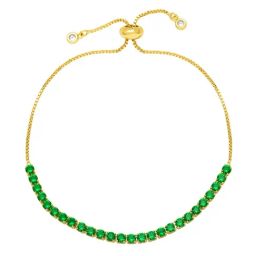Peora Gold Plated Green Cubic Zirconia Studded Adjustable Stylish Bracelet-picture-30