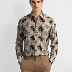 Arrow Beige Regular fit Floral Shirt-image-92