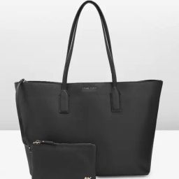 Anne Klein Black Solid Tote Handbag with Pouch-24