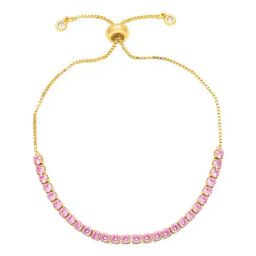 Peora Gold Plated Pink Cubic Zirconia Studded Adjustable Stylish Bracelet-image-95