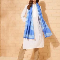 Fabindia Blue Silk Tie & Dye Stole-picture-24
